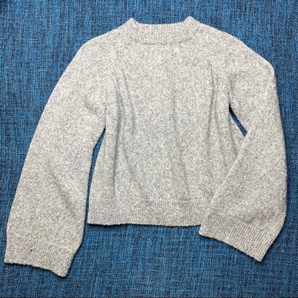 AG Adriano Goldshmied Noelle Sweater in Shimmer Gray Bell Sleeve Chunky Knit - Picture 5 of 8